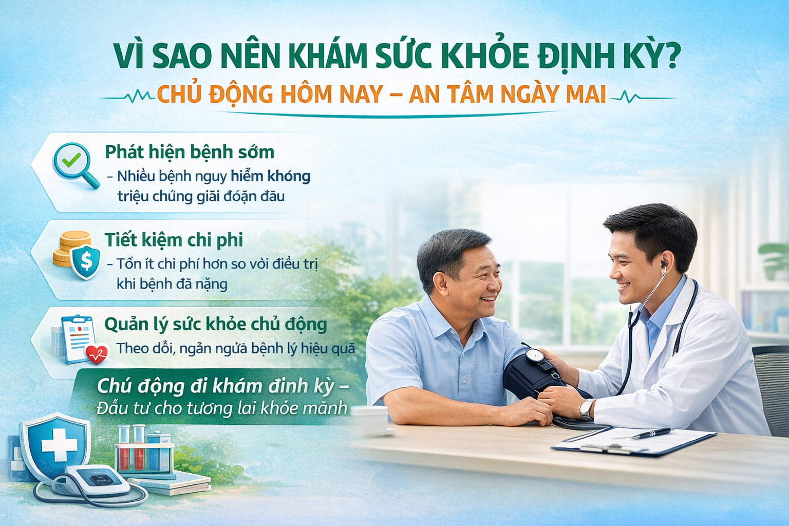 VÌ SAO NÊN KHÁM SỨC KHỎE ĐỊNH KỲ? CHỦ ĐỘNG HÔM NAY – AN TÂM NGÀY MAI